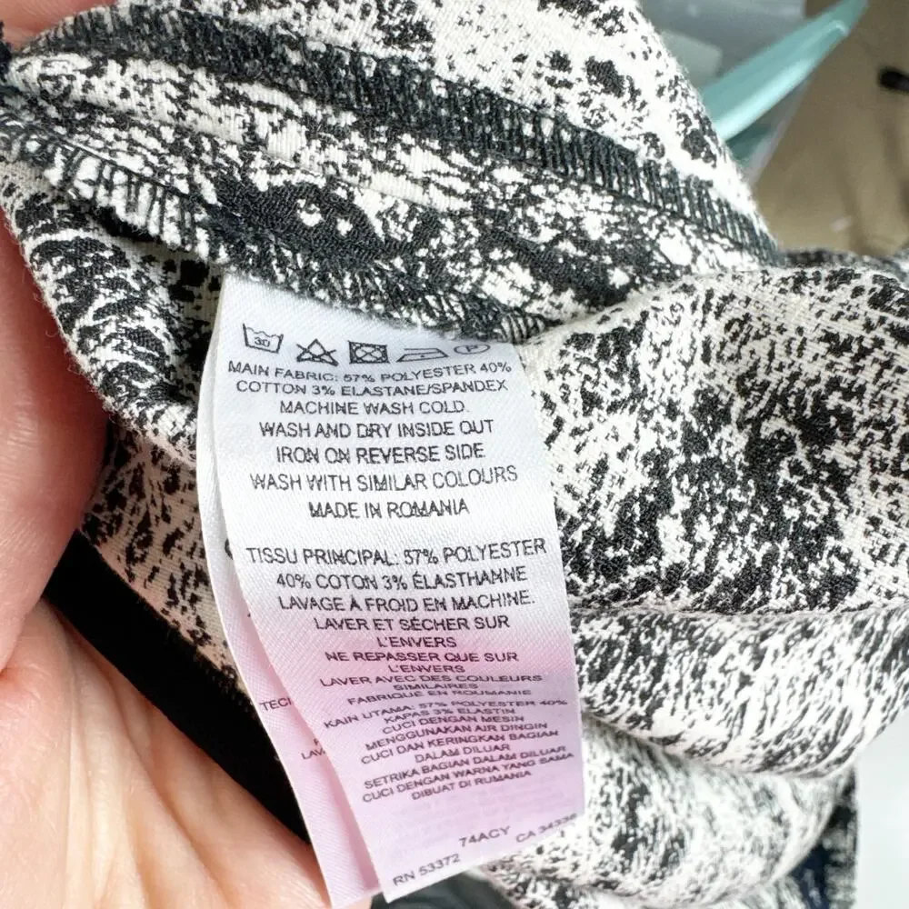 French Connection Abstract Print Skinny Pants‎ Womens Size 6 Black White